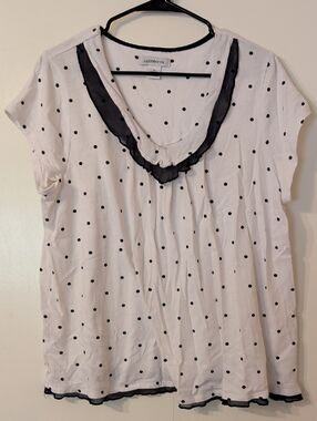 Women's Liz Claiborne Black/White Polka-Dot Pajama Set, Size XL
